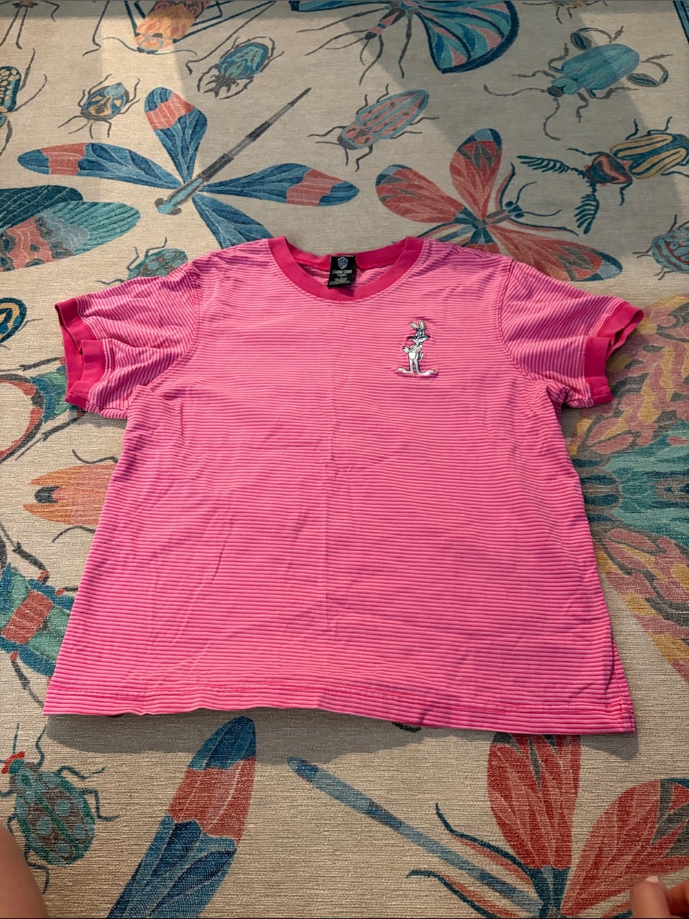 Vintage 1998 Warner Bros Store Looney Toons Bugs Bunny Striped Ringer Tee